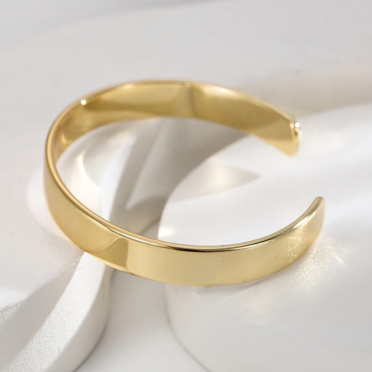 Personalized Golden Plated Cuff Bangle Bracelet Minimalist Open Bangle Cuff For Men Women